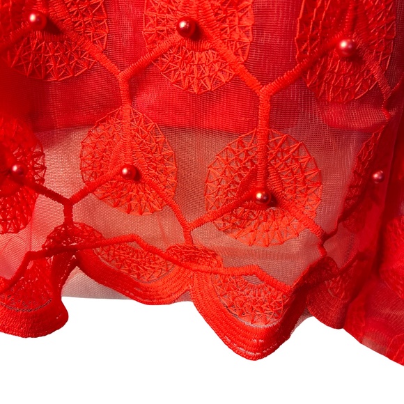 # A032 N BY NANCY Romantic Vibe Red puffy sleeves Vintage top NWT XL - Picture 12 of 12